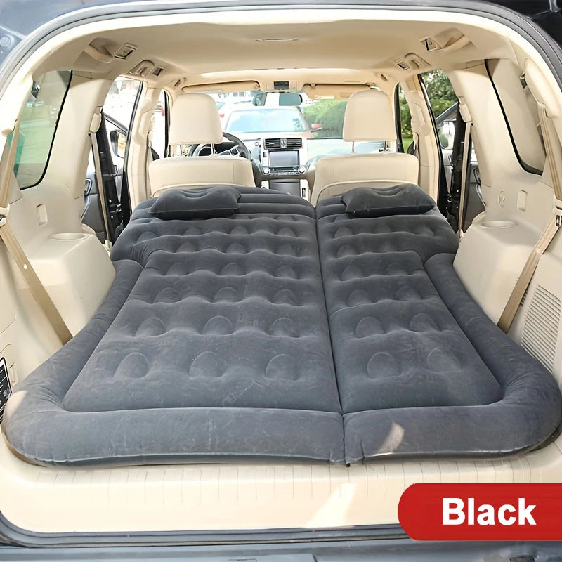Inflatable Black Double Car Travel Mattress Bed with Pillows for Back Seat Camping Road Trips and Outdoor Adventures