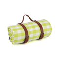 200x200cm Foldable Green White Picnic Blanket Waterproof Outdoor Mat with Leather Handle for Beach Camping Travel