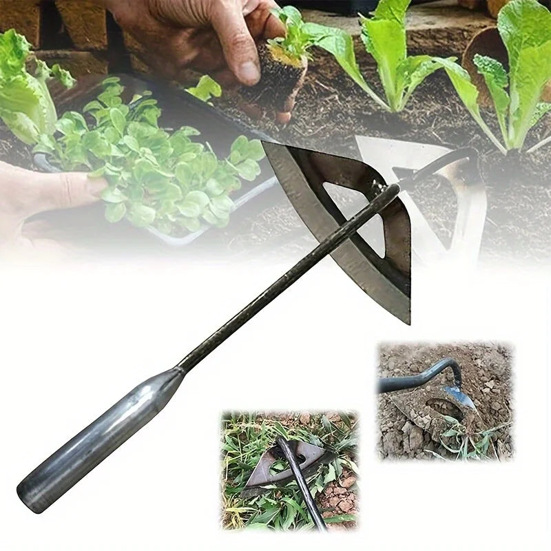 All Steel Hardened Hollow Hoe Hand Weeding Rake Garden Cultivator Tool Durable