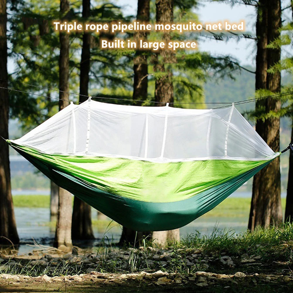 Portable Double Camping Hammock with Mosquito Net Chartreuse Outdoor Travel Hammock