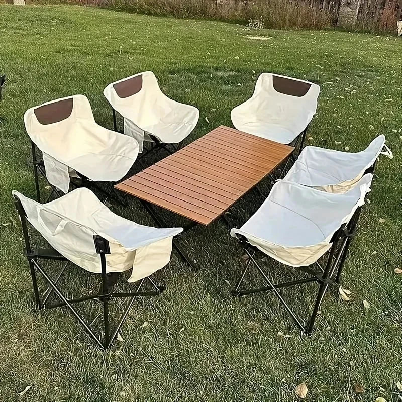 Portable Folding Camping Chair Beige Lightweight Outdoor Seat for Fishing Hiking Picnic and Camping