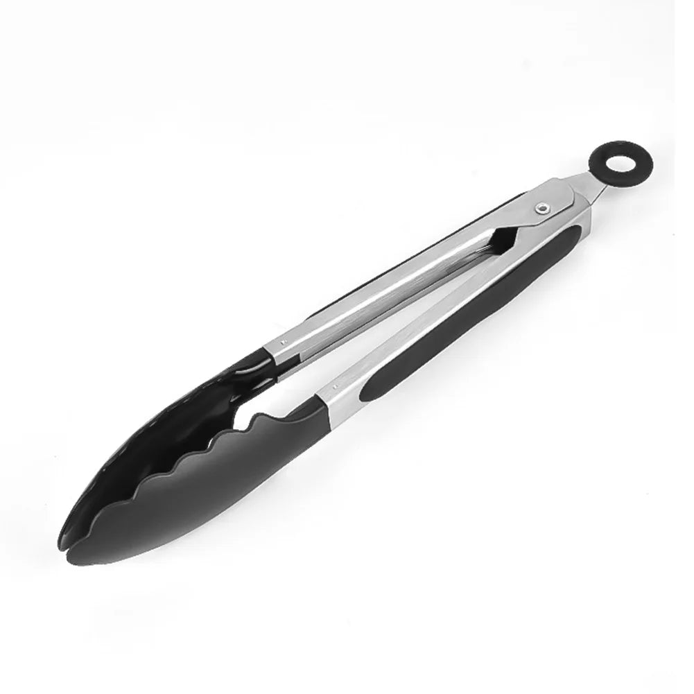 27cm Stainless Steel BBQ Tongs Kitchen Food Clip for Grilling Serving
