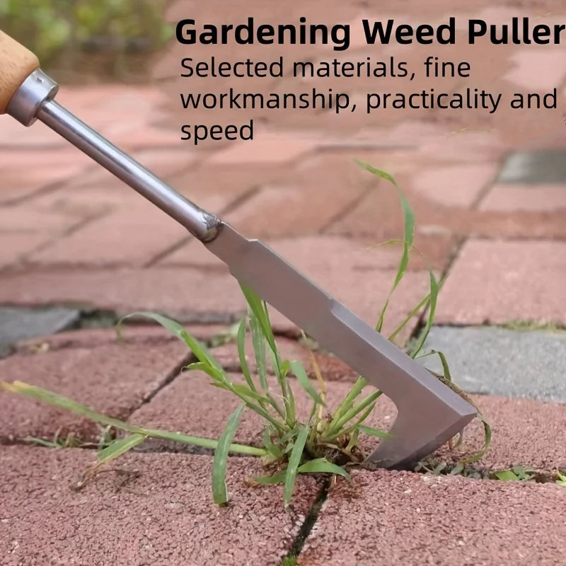 L-Shaped Stainless Steel Weeding Tool Manual Garden Weed Remover for Pavement Cracks and Gaps