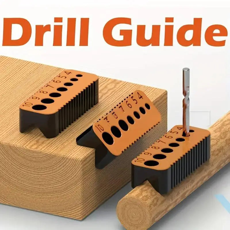 Drill Guide Block Orange for 4mm to 10mm Holes Precision Drilling Jig Tool for Woodworking and DIY Projects