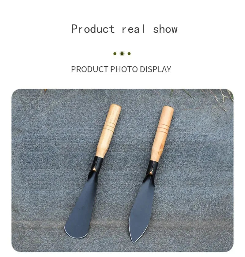 2 Piece Multifunctional Garden Shovel Manganese Steel Weeding Hoe Digging Tool with Wooden Handle