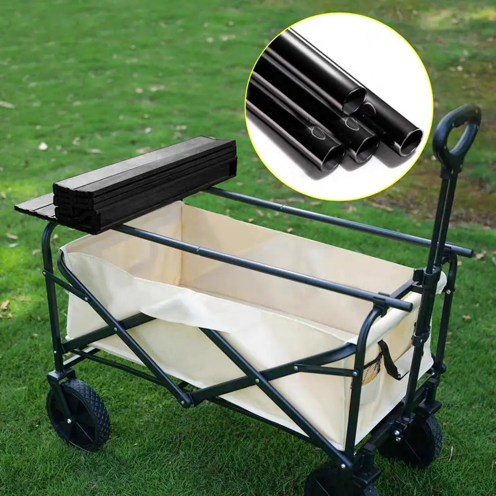 Portable Folding Camping Trolley Table Top Black Wagon Cover Board for Picnic Beach Garden and Camping
