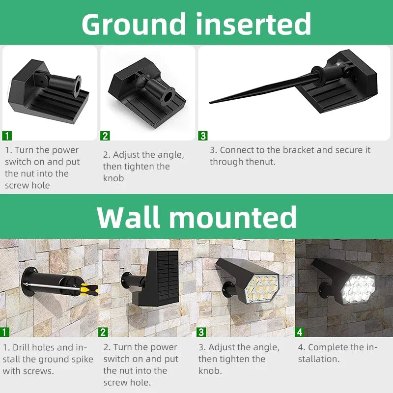 4 Piece 92 LED Solar Spot Light IP67 Waterproof Garden Landscape Light Warm White