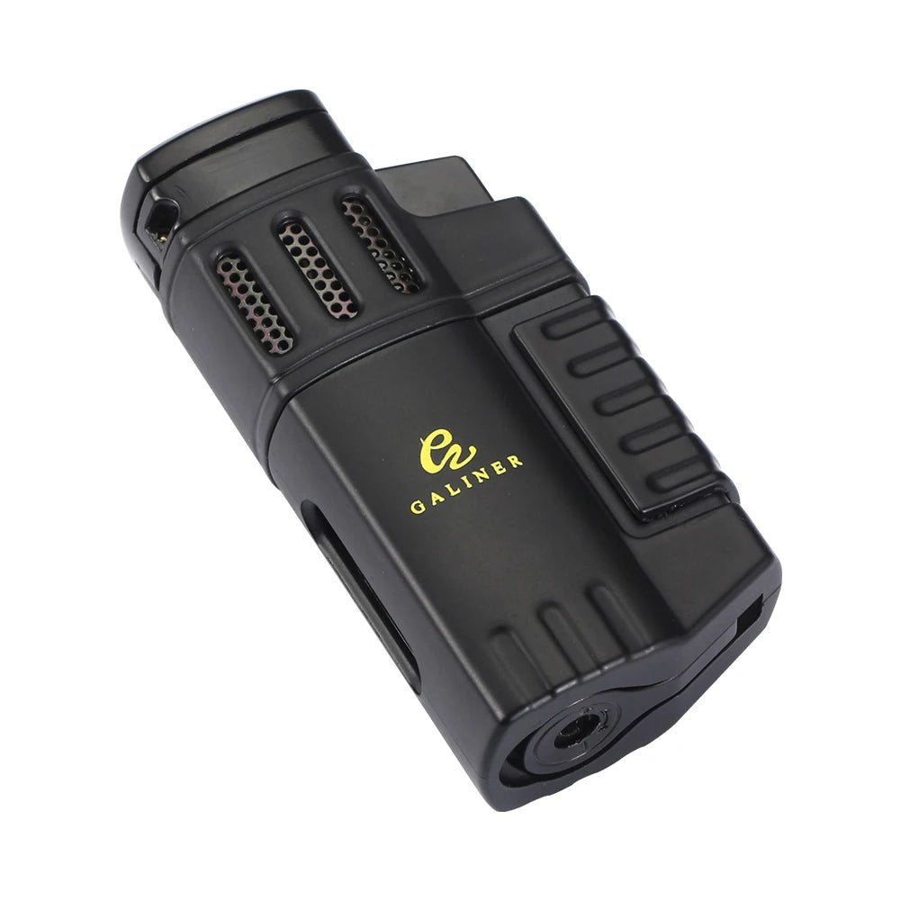 Black 4 Jet Torch Lighter with Built-In Punch and Gift Box