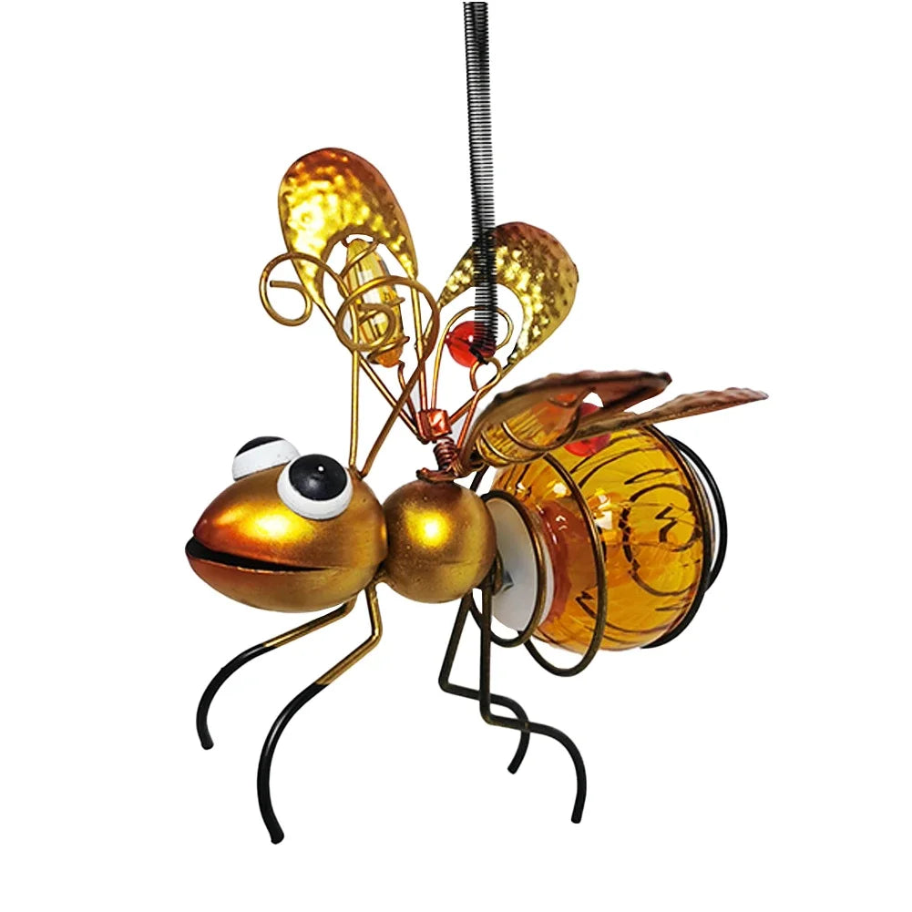 Solar Hanging Bug Light Metal Insect Garden Decor Lamp Outdoor Decorative Light
