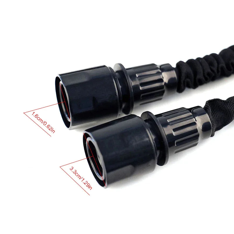 25FT Expandable Magic Garden Hose Black High Pressure Water Hose with 7 Spray Functions and Spray Gun