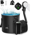 6000mAh Black Portable Camping Shower Rechargeable Outdoor Shower Kit with 20L Foldable Bucket and Pump
