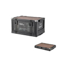 Foldable Small Black Camping Storage Box with Wooden Lid Stackable Car Trunk Organizer