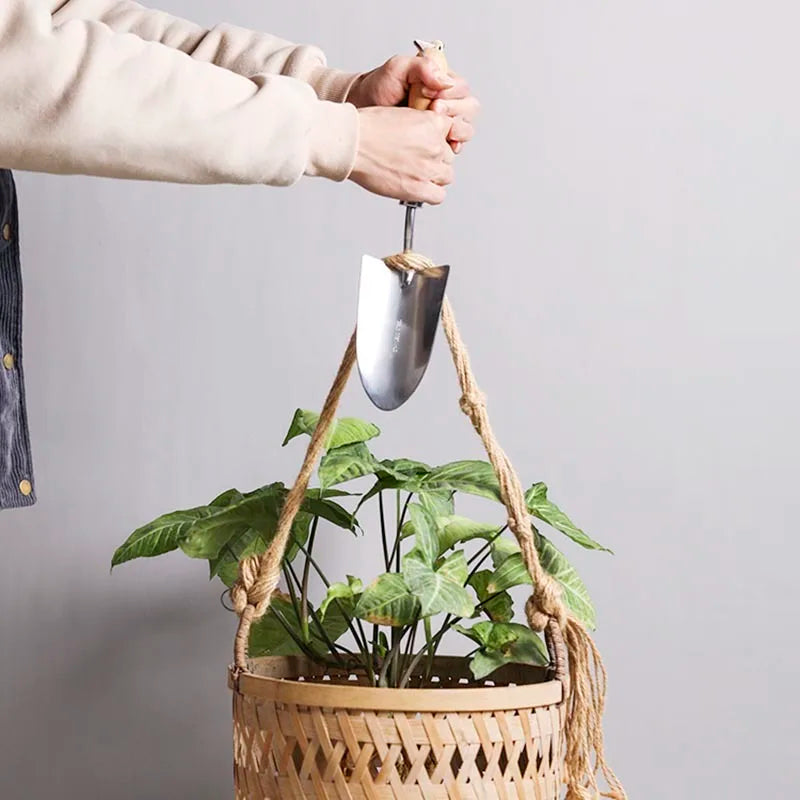 Garden Hand Sharp Shovel Heavy Duty Stainless Steel Wooden Handle Digging Tool for Planting and Weeding
