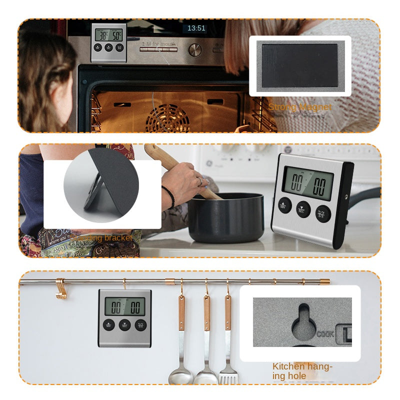 Digital Kitchen Thermometer with Stainless Steel Probe for BBQ Grill Oven Meat Cooking