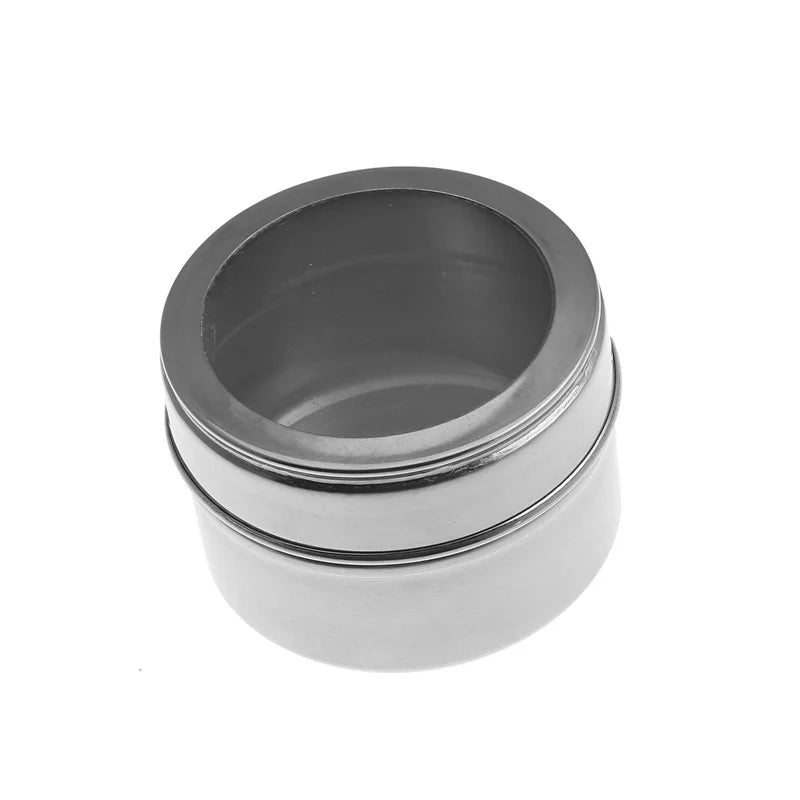 2 Piece Magnetic Spice Storage Jar Stainless Steel Seasoning Container with Spice Label