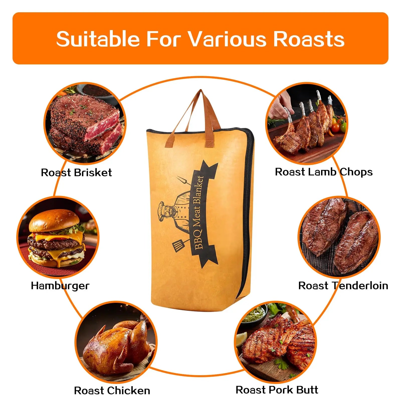 21 Inch Large BBQ Meat Resting Bag Insulated Thermal Storage Blanket for Brisket Beef Pork and Turkey