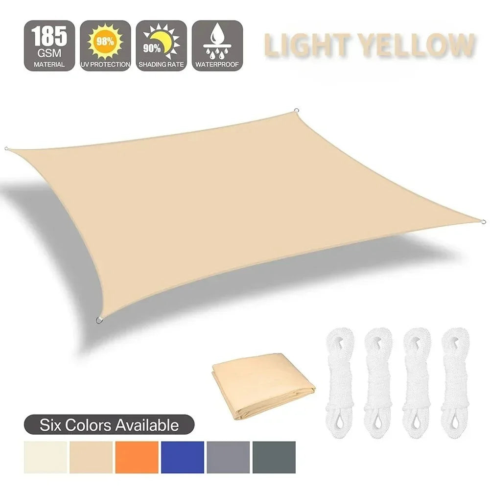 Waterproof Sun Shade Sail Light Yellow 3 × 4 m Rectangle Canopy with 98% UV Protection for Garden Patio and Pool