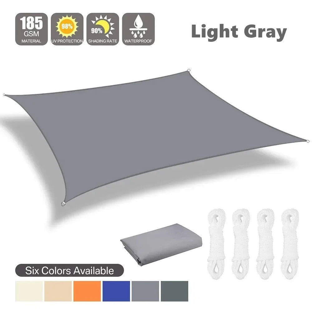 Waterproof Sun Shade Sail Light Gray 4 × 6 m Rectangle Canopy with 98% UV Protection for Garden Patio and Pool