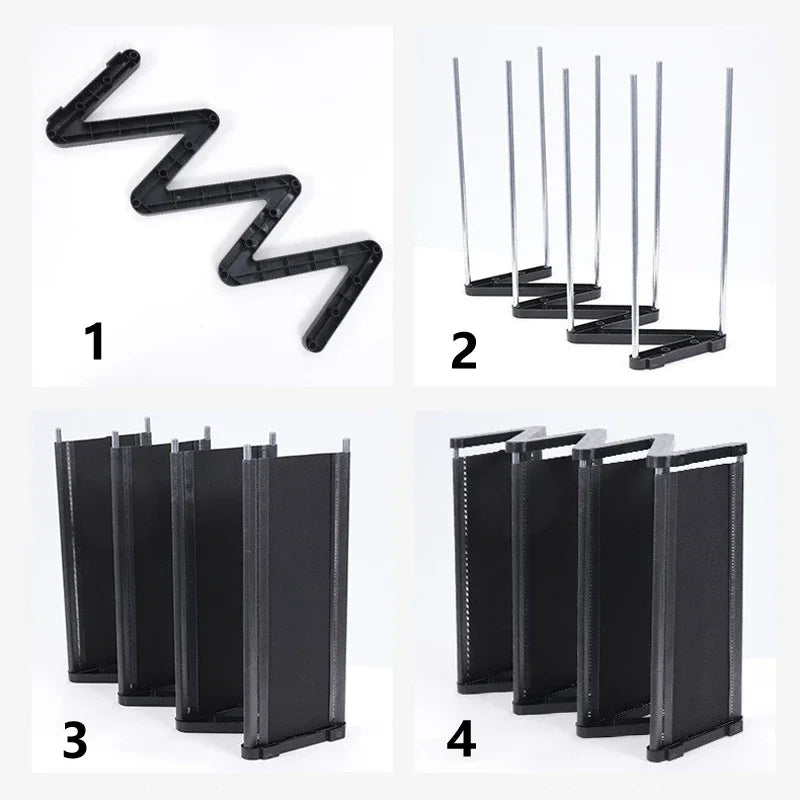 4 Tier Black Z-Shaped Shoe Rack Space-Saving Storage Organizer