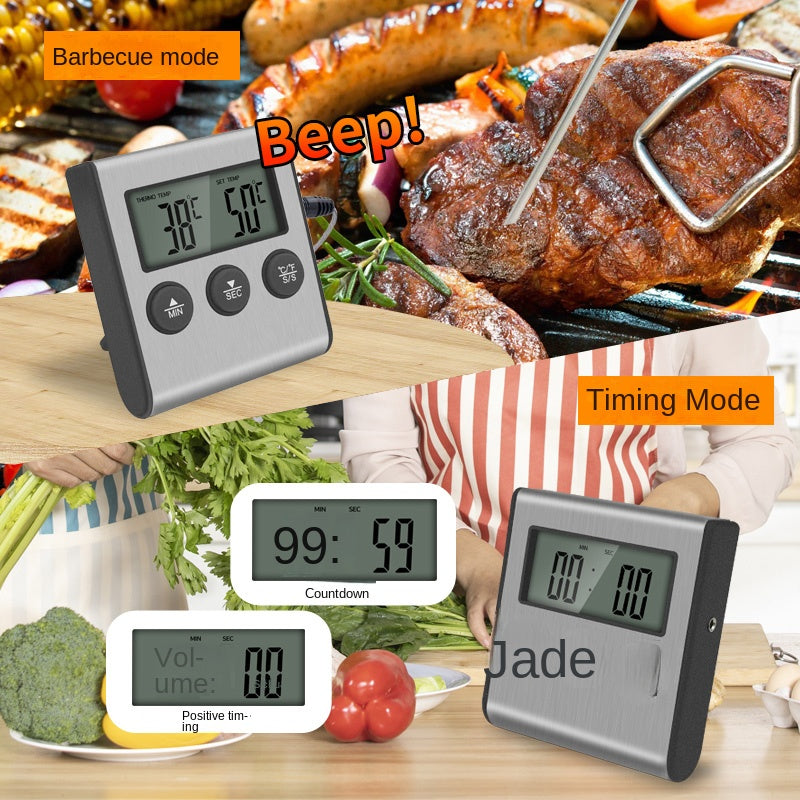 Digital Kitchen Thermometer with Stainless Steel Probe for BBQ Grill Oven Meat Cooking