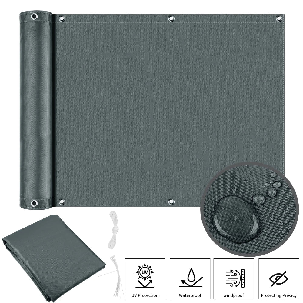 Waterproof Balcony Privacy Screen Dark Gray 75 × 600 cm Fence Cover with 95% UV Protection for Patio Garden and Deck
