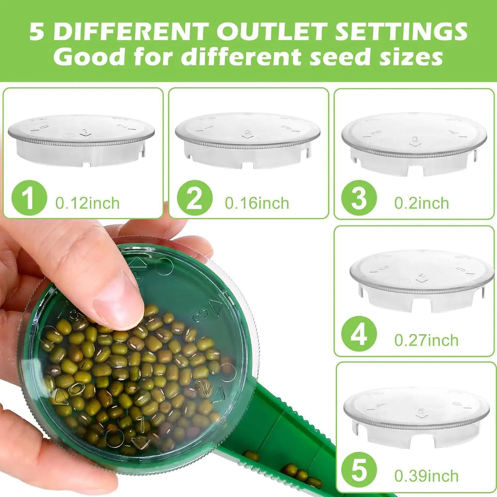 Garden Seed Sower and Hole Puncher Planting Tool Set with Precision Seed Dispenser and Depth Scale