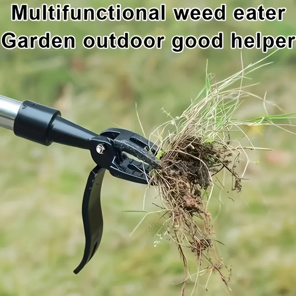 Heavy Duty Weed Puller with 4-Prong Claw Stainless Steel Root Removal Garden Tool