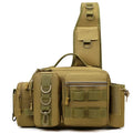 Fishing Tackle Backpack Khaki Sling Shoulder Bag with Rod Holder Multi Pocket Gear Storage Bag for Fishing and Outdoor Travel