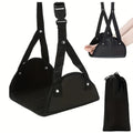 1 Piece Portable Adjustable Black Foot Hammock for Airplane Car and Office Hanging Leg Support with Storage Bag