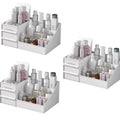 3 Piece White Drawer Makeup Storage Box Desktop Organizer for Cosmetics Skincare
