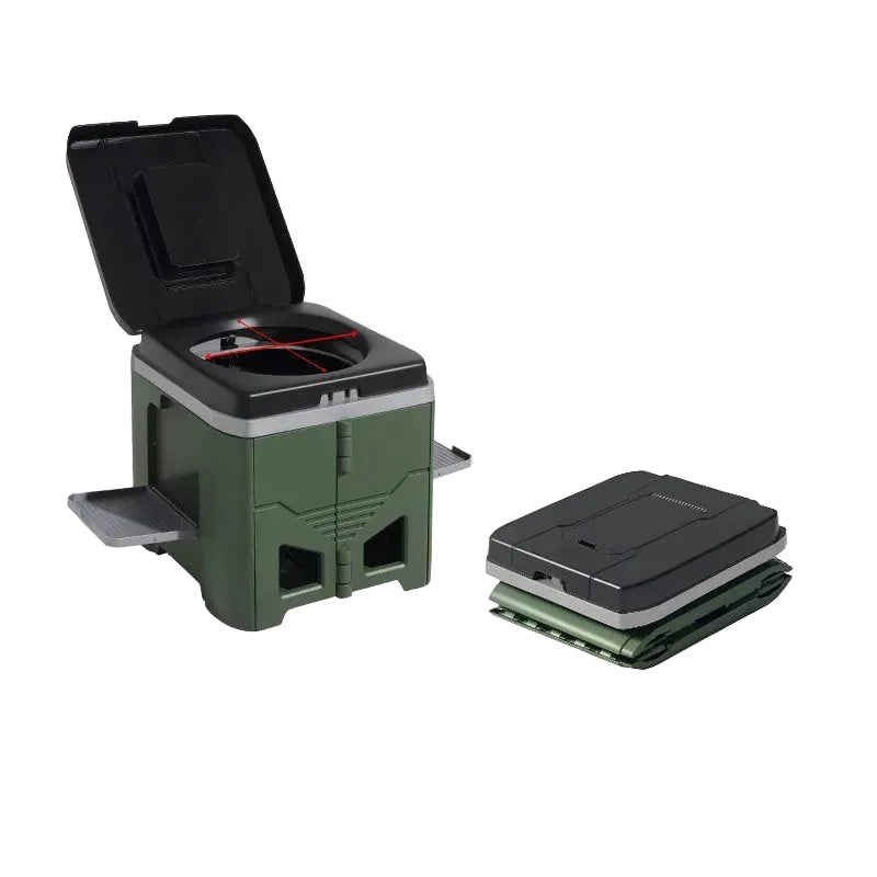 Portable Folding Camping Toilet Stool with Lid Odor Resistant Design for Outdoor Travel Emergency Use Army Green