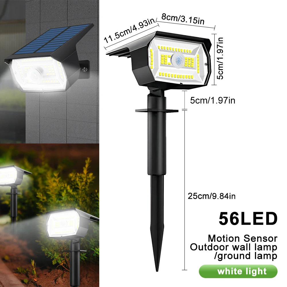 56LED White Light Solar Powered Motion Sensor Garden Light Waterproof Outdoor Pathway Lamp