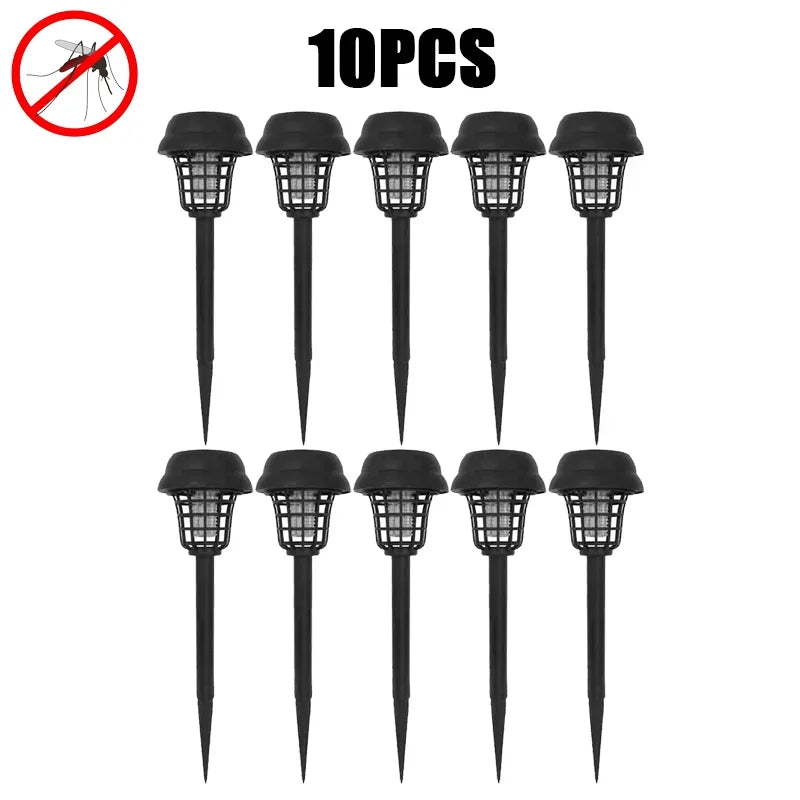 10 Piece Solar Mosquito Killer Lamp Waterproof Outdoor Garden Bug Zapper Light for Patio Camping and Yard