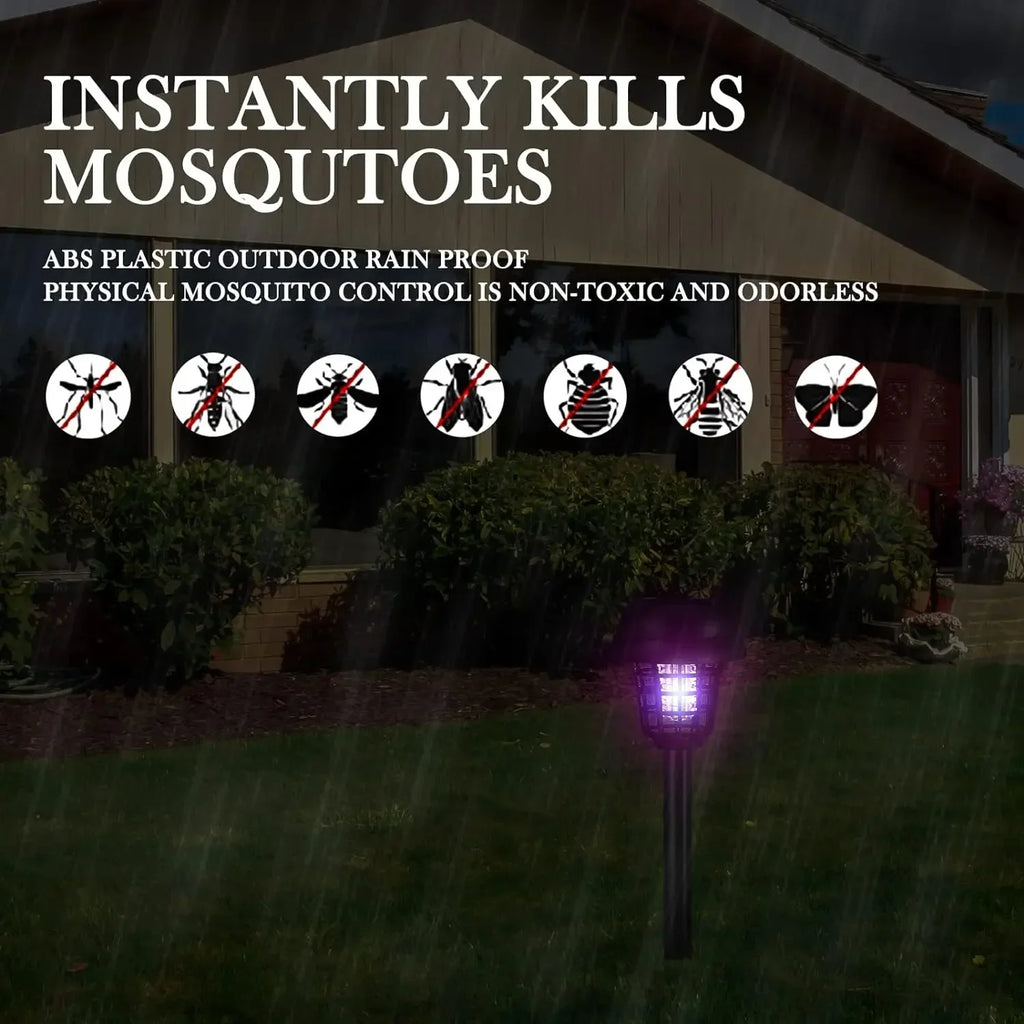 3 Piece Solar Mosquito Killer Lamp Waterproof Outdoor Garden Bug Zapper Light for Patio Camping and Yard