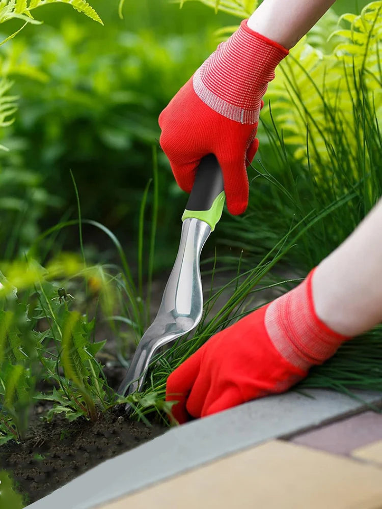 Hand Weeder Tool Green Aluminium Alloy Weed Puller with Ergonomic Handle for Garden Lawn and Farmland