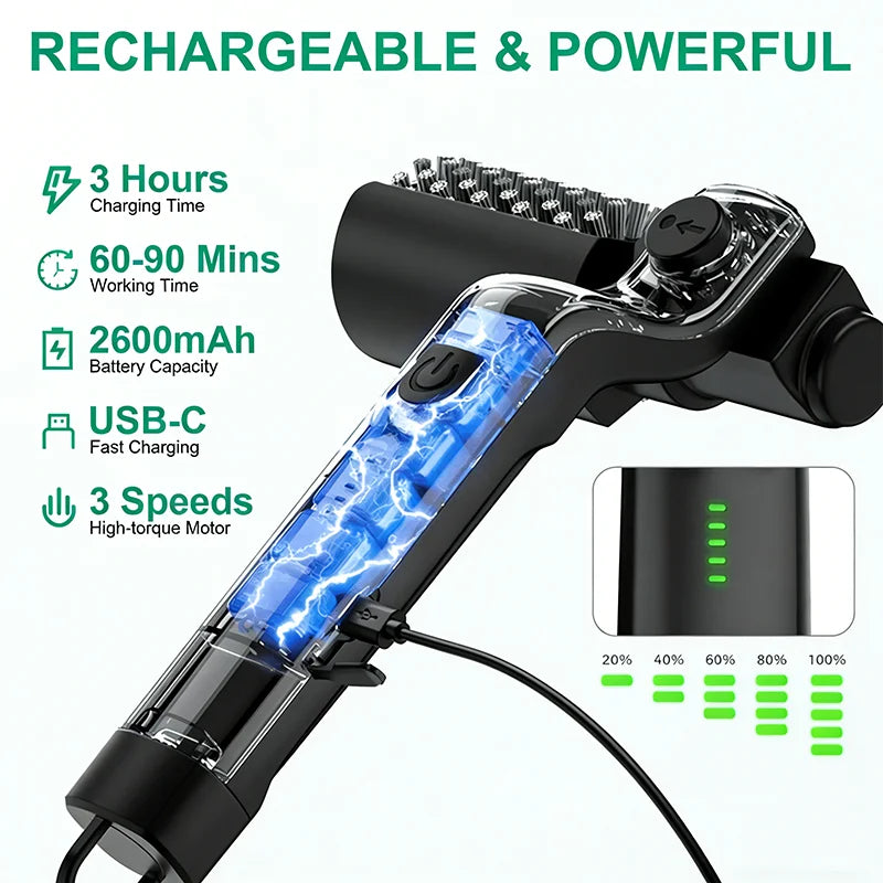 Electric BBQ Grill Cleaning Brush 3-Speed Adjustable Head Rechargeable Cleaner