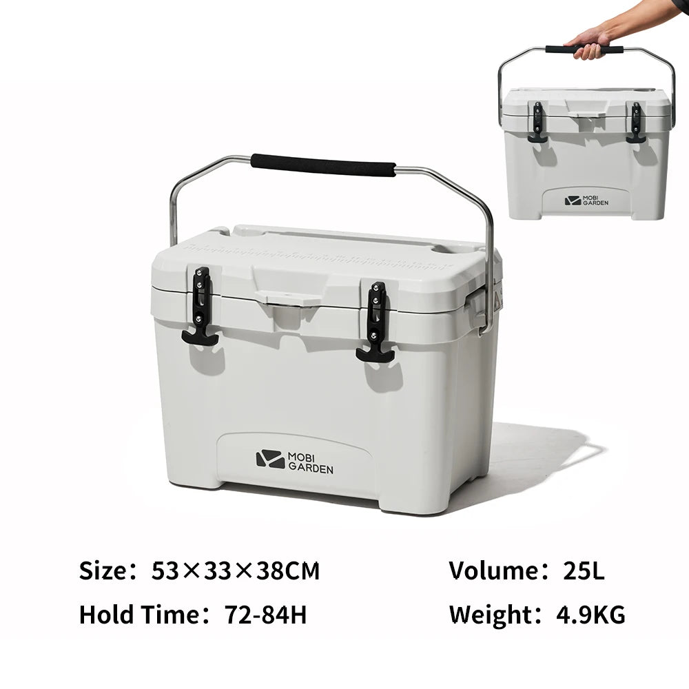 25L Portable Ice Cooler Box White Insulated Camping Cold Storage Box