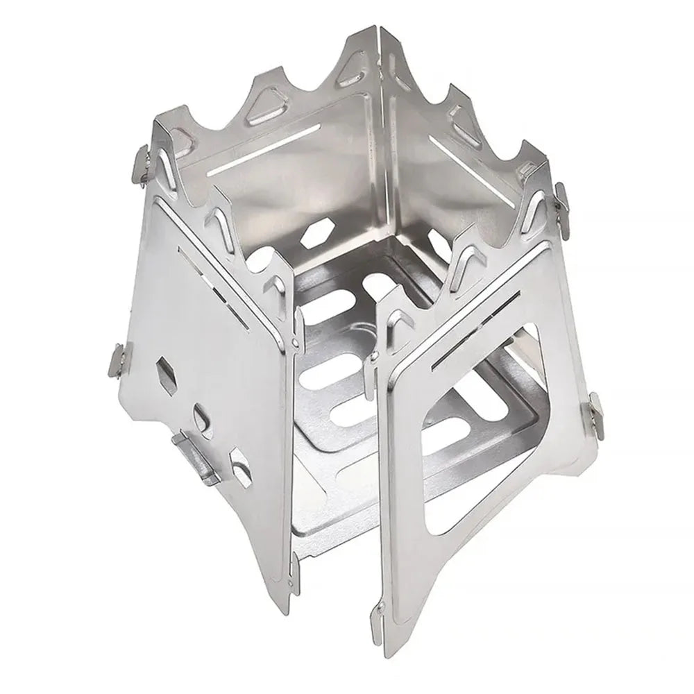 Portable Folding Stainless Steel Wood Stove Lightweight Camping Firewood Stove