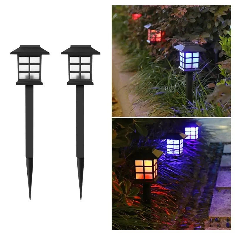 2 Pack Solar Pathway Lights Outdoor Waterproof Garden Yard LED Lighting RGB Light