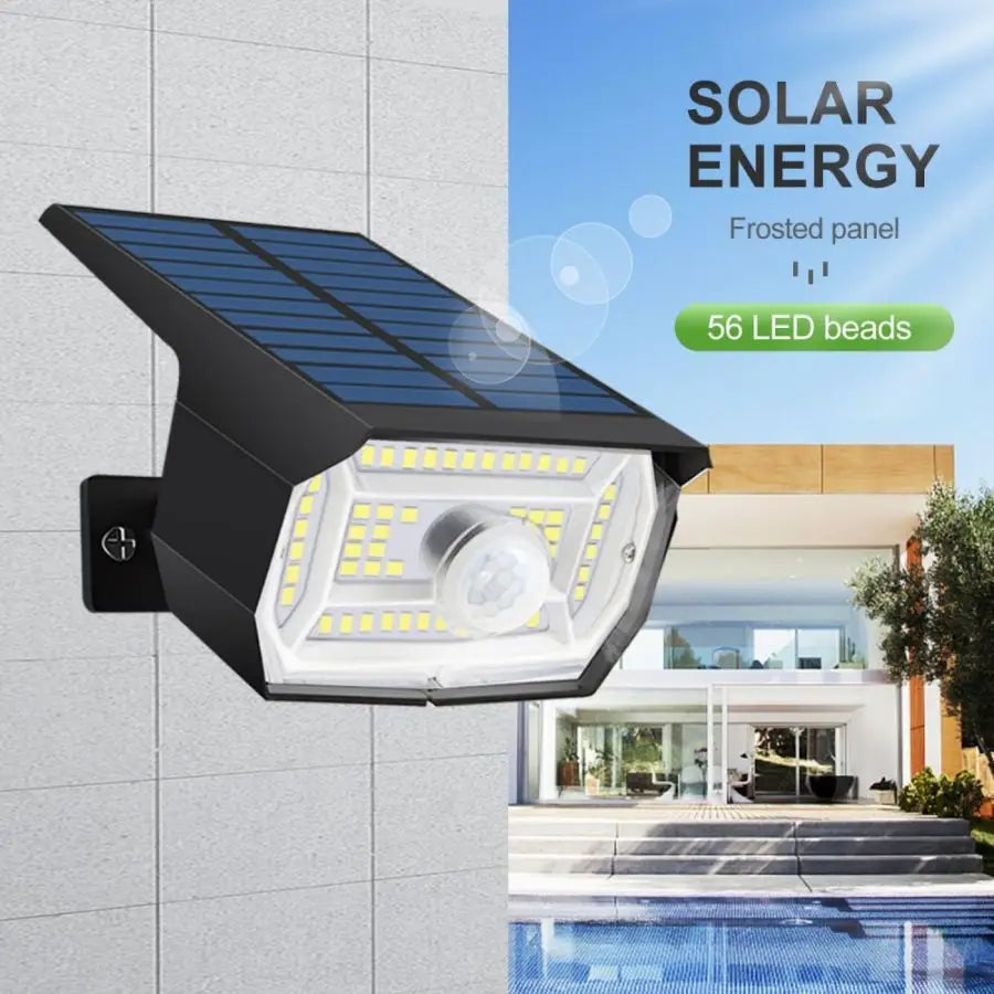 56LED White Light Solar Powered Motion Sensor Garden Light Waterproof Outdoor Pathway Lamp