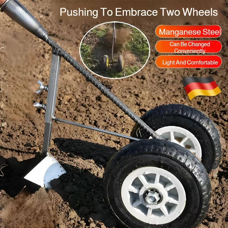 Hollow Hoe Push Garden Hoe Hand-Pushed Wheeled Weeder for Soil Cultivating Trenching and Weeding