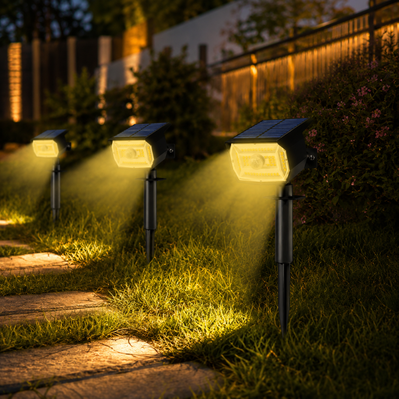56LED Warm Light Solar Powered Motion Sensor Garden Light Waterproof Outdoor Pathway Lamp