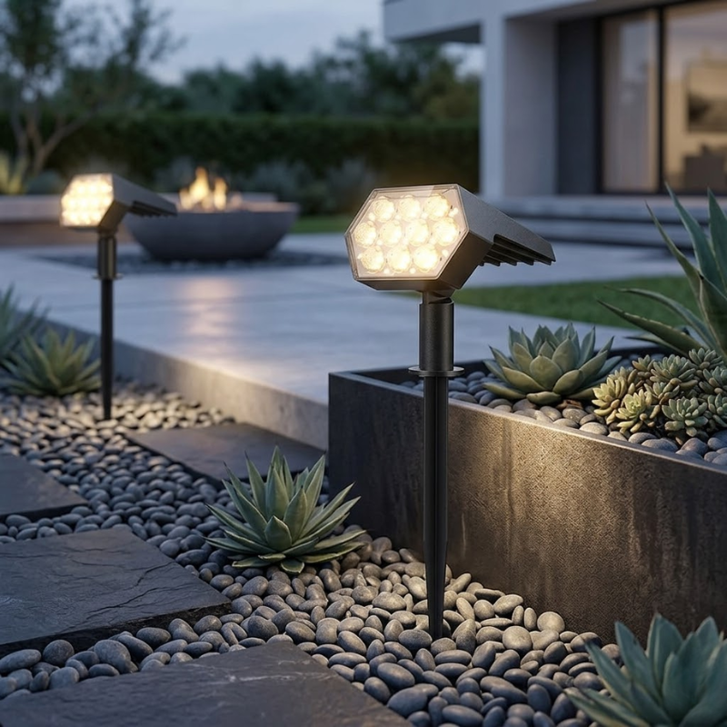 4 Piece 92 LED Solar Spot Light IP67 Waterproof Garden Landscape Light Warm White