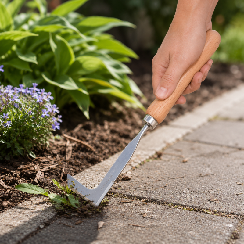 L-Shaped Stainless Steel Weeding Tool Manual Garden Weed Remover for Pavement Cracks and Gaps