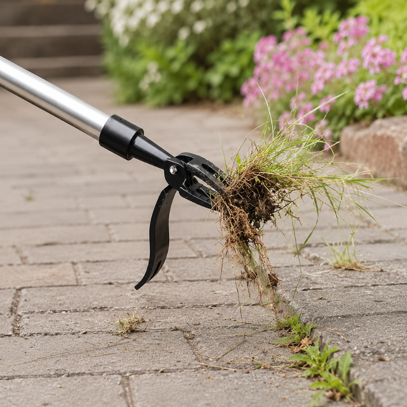 Heavy Duty Weed Puller with 4-Prong Claw Stainless Steel Root Removal Garden Tool