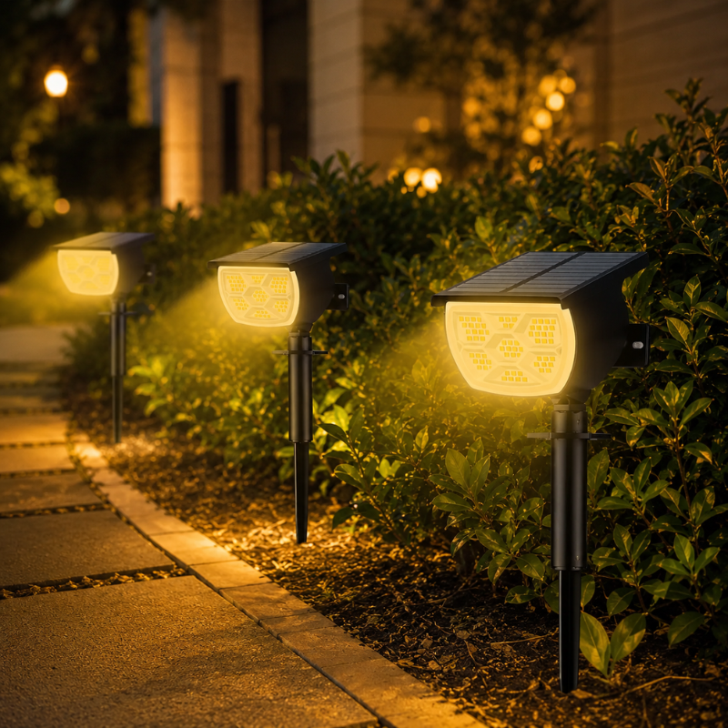 68LED Warm Light Solar Powered Garden Pathway Light Waterproof Outdoor Landscape Lamp