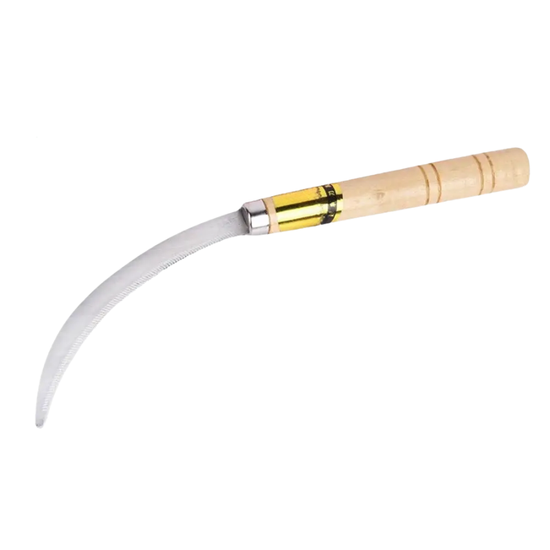 Natural Wood Garden Weeding Sickle Stainless Steel Hand Tool for Gardening and Harvesting