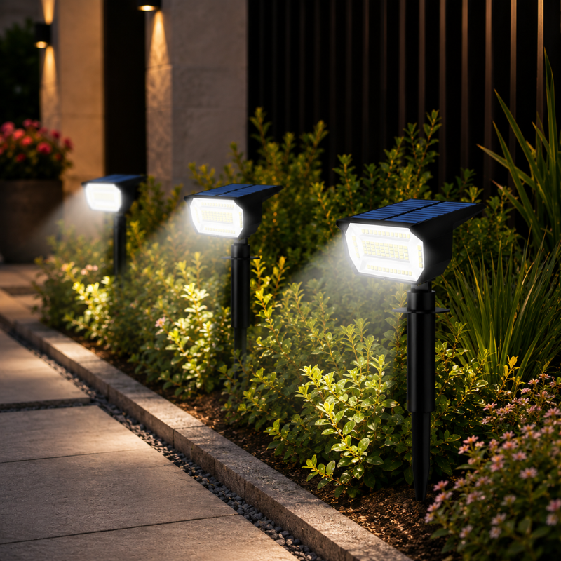 72LED White Light Solar Powered Garden Pathway Light Waterproof Outdoor Landscape Lamp