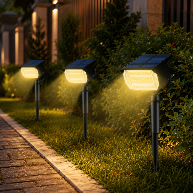 72LED Warm Light Solar Powered Garden Pathway Light Waterproof Outdoor Landscape Lamp