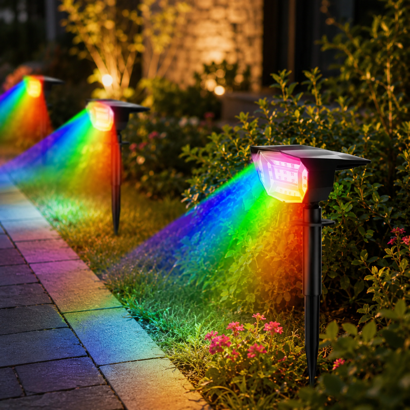 20LED RGB Solar Powered Garden Pathway Light Waterproof Outdoor Landscape Lamp